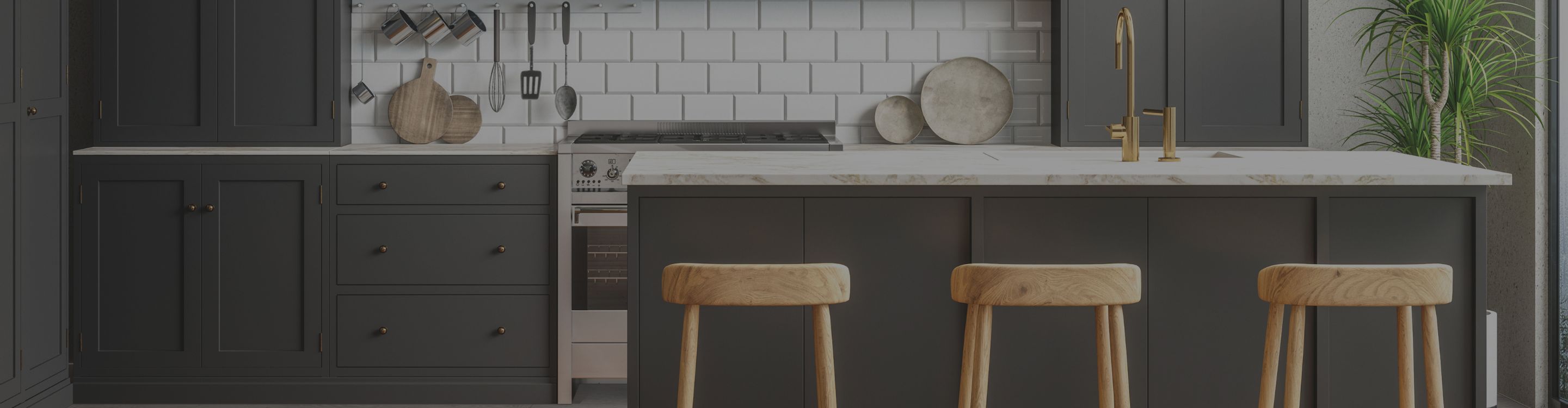 dark grey cabinets in a modern kitchen in Kenosha, WI